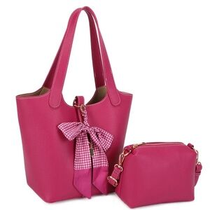 Y2K - NEW/W TAGS - Cinthya Pink Top Handle Handbag with Bow Detail